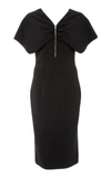 CHRISTIAN SIRIANO TEXTURED CREPE ZIPPER FRONT DRAPE DRESS,PF18-15013