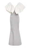 CHRISTIAN SIRIANO SILK TWO TONE WING SLEEVE GOWN,PF18-17014