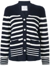 SACAI STRIPED BACK PLEAT CARDIGAN,0363812642532