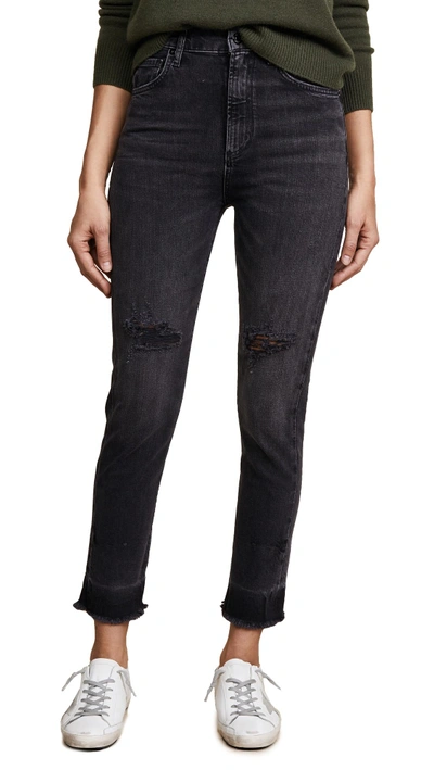 Agolde Ruby High Straight Crop Jeans In Coal