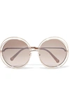 Chloé Carlina Oversized Round-frame Gold-tone Sunglasses