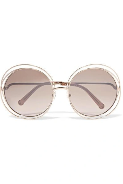 Chloé Carlina Oversized Round-frame Gold-tone Sunglasses