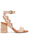 SEE BY CHLOÉ CRYSTAL-EMBELLISHED SCALLOPED LEATHER SANDALS