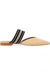 MALONE SOULIERS ROKSANDA HANNAH CANVAS-TRIMMED LEATHER SLIPPERS