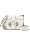 PRADA CAHIER EMBELLISHED LEATHER SHOULDER BAG