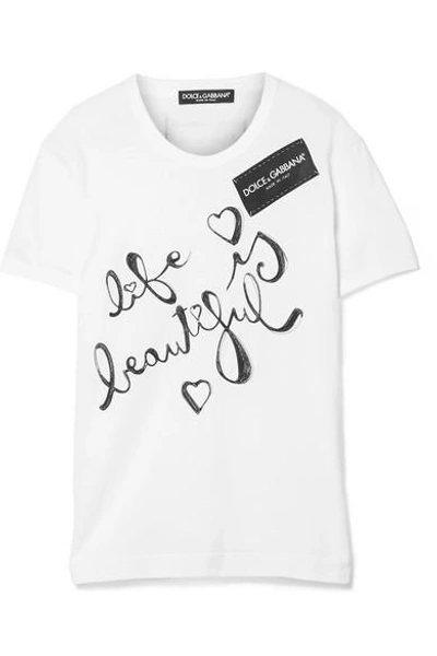 Dolce & Gabbana Life Is Beautiful Crewneck Cotton Jersey T-shirt In Multi