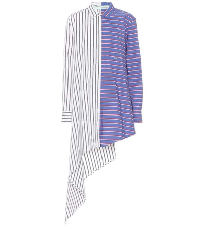 Off-white O.f.f. Striped Asymmetrical Poplin Shirt In Multi
