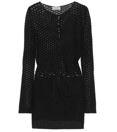 Saint Laurent Knitted Cotton Dress In Black