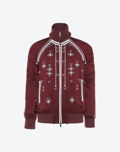 Valentino Sweatshirt With Geometric Embroidery In Maroon