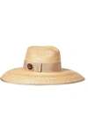 GUCCI Embellished grosgrain-trimmed straw hat