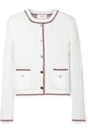 THOM BROWNE CABLE-KNIT WOOL CARDIGAN