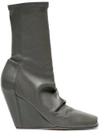 RICK OWENS Grey Open Toe Wedge 80 Leather boots,RP18S8833LNS12549871