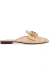 DOLCE & GABBANA CRYSTAL-EMBELLISHED CORDED LACE SLIPPERS
