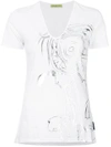 VERSACE JEANS VERSACE JEANS METALLIC PATTERNED T-SHIRT - WHITE,B2HRA7T73010700312660296
