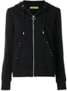 VERSACE JEANS VERSACE JEANS STUDDED HOODED SWEATSHIRT - BLACK,B6HRA7773058689912660501