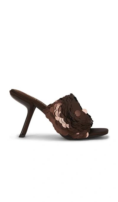 Jeffrey Campbell Bailar Sequin Sandal In Brown Satin Combo