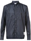 Thom Browne Mesh-lined Ripstop Shirt In Blue