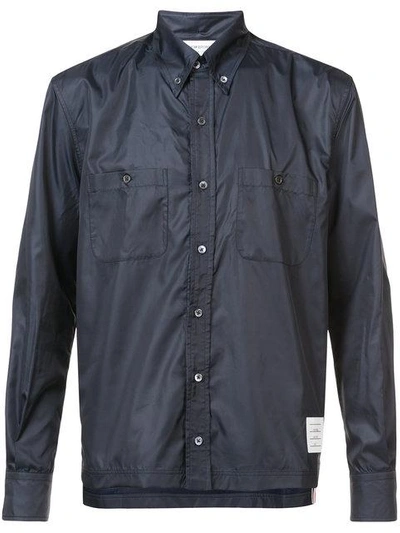 Thom Browne Mesh-lined Ripstop Shirt In Blue