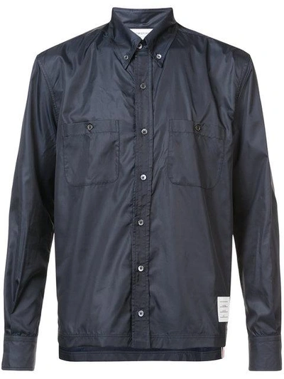 Thom Browne Mesh-lined Ripstop Shirt In 415 Navy