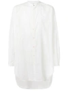 Saint Laurent Striped Tunisian Collar Shirt In White