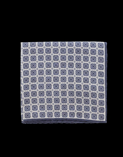 Eleventy Pocket Square With Multi Print In Gry-nvy