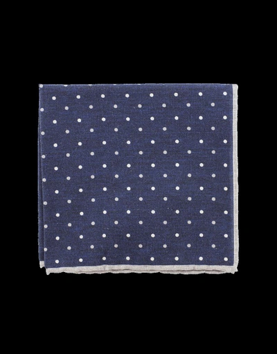 Eleventy Pocket Square With Polka Dots In Gry-nvy