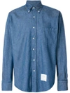 THOM BROWNE REGULAR FIT LONG SLEEVE SHIRT IN SHIRTING DENIM,MWL215A0315312550024