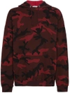 VALENTINO VALENTINO CAMOUFLAGE PRINTED HOODIE - RED,PV3MF08W3LY12453867
