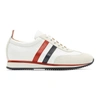 THOM BROWNE WHITE SUEDE & TECH RUNNING SNEAKERS,MFD089A-00203