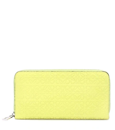 Loewe Zip Around Leather Wallet In Yellow