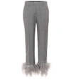 PRADA FEATHER-TRIMMED TROUSERS,P00300008-5