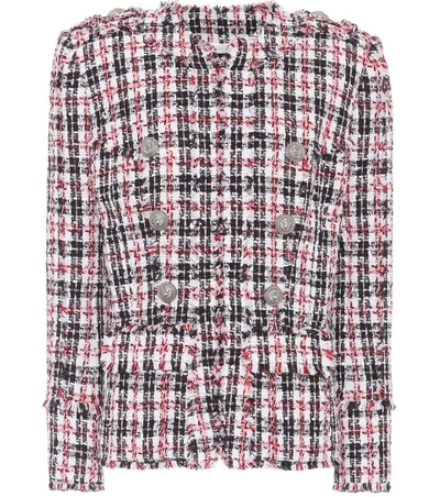 Balmain Double-breasted Tweed Jacket In Multicolor