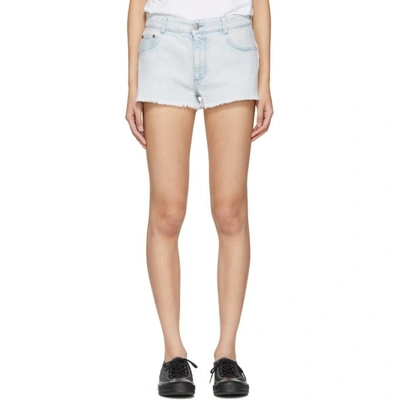 Stella Mccartney Blue Distressed Denim Shorts In Navy