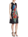 GIORGIO ARMANI Floral Print Silk Georgette Drape Front A-Line Dress