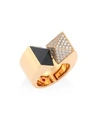 ROBERTO COIN WOMEN'S SAUVAGE PRIVÉ PYRAMID DIAMOND, BLACK JADE & 18K ROSE GOLD RING,0400095148647