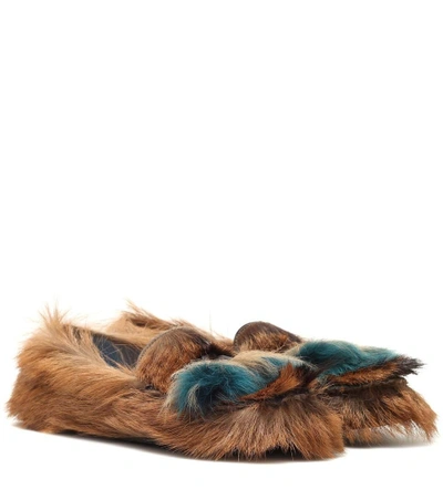 Prada Fur Loafers In Brown