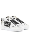DOLCE & GABBANA EMBELLISHED LEATHER trainers,P00291742