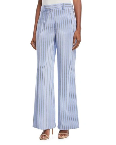 A.l.c Miles Shadow-striped Wide-leg Pants In Blue