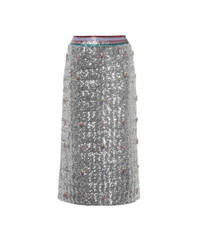 Mary Katrantzou Sigma Crystal-embellished Sequin Midi Skirt In Metallic