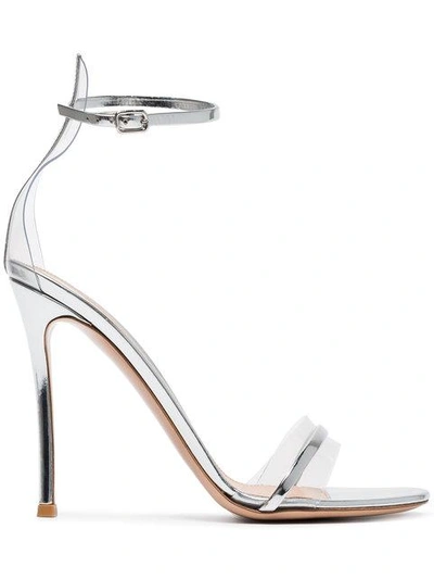 Gianvito Rossi Exclusive To Mytheresa.com – G-string Patent Leather Sandals In Metallic