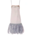 PRADA FEATHER-TRIMMED DRESS,P00299970-3