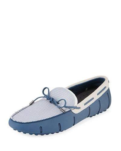 Swims Mesh %26 Rubber Braided-lace Boat Shoe In Blue