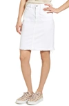 Jen7 Denim Pencil Skirt W/ Frayed Hem In White Fashion