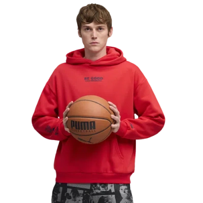 Puma Mens  Hoops X E.t. Hoodie In For All Time Red/multi