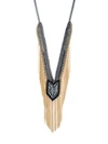 ABS BY ALLEN SCHWARTZ Smoke and Mirrors Fringe Beaded Y Necklace
