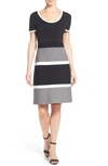 ANNE KLEIN COLORBLOCK A-LINE KNIT DRESS,10639622