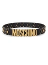 MOSCHINO Black Studded Logo Belt