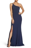 DRESS THE POPULATION AMY ONE-SHOULDER CREPE GOWN,1487-3053