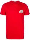 MONCLER MONCLER LOGO PATCH T-SHIRT - RED,80325008390Y12658960