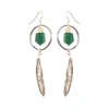 TIANA JEWEL Feather Canyon Green Quartz Hoop Earrings Silver